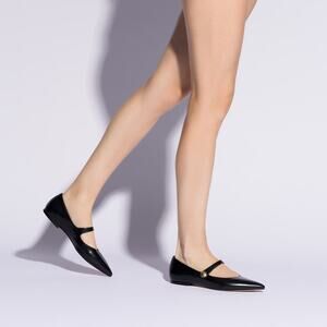 LARROUDÉ Caroline classic  pointed Flat In Black Leather size 9